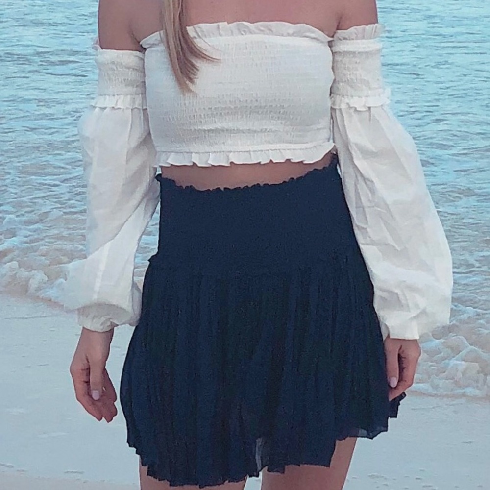 Smocked Off the Shoulder Long Sleeve Top